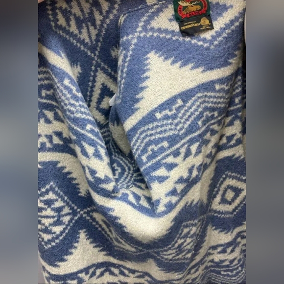 ALPS Designer Blue & White Aztec Wool Cardigan Jacket Coat Women's Size L - Picture 5 of 5